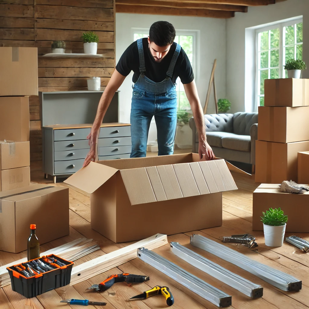 Déchargement et montage dans le nouveau domicile